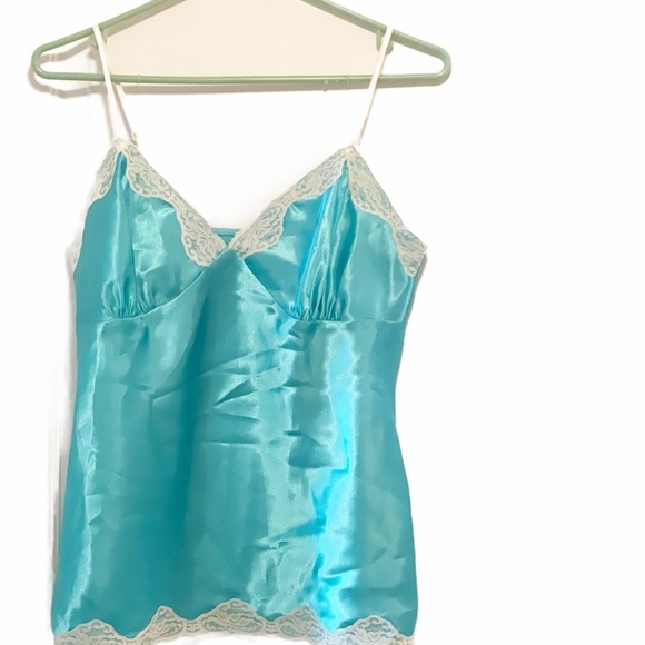 Xhilaration Blue Chemise with White Lace Trim - Picture 1 of 5